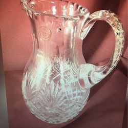 Vintage Pressed Glass 24% Lead pitcher made in Poland 10"