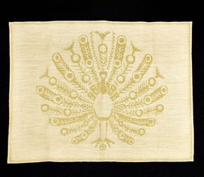 Vintage Tampella Linen Placemats (Set of 4): Finland Dora Jung Peacock Design dining table home
