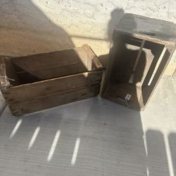2 Rustic Wooden Crates 
