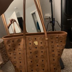 MCM Medium Visetos Leather Tote Bag