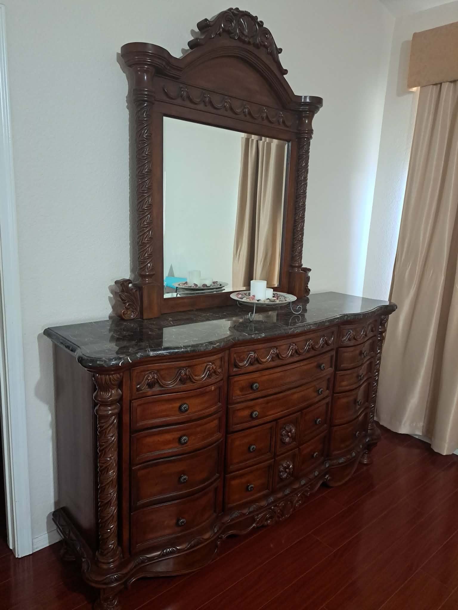 California King Bedroom Set marbel top, full matching Set