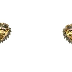 Men’s Or Woman’s 10k Yellow Gold Diamond .15 CTW Crowned Roaring Lion Screwback Stud Earrings GP3106826