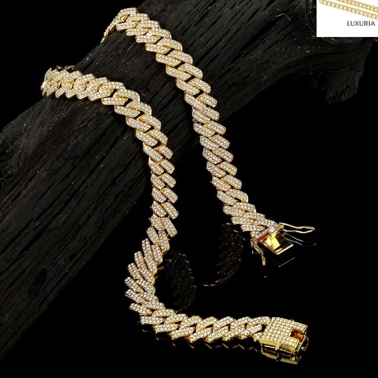 [BOGO] CZ Iced out Cuban Link Chain - 18K Gold (stainless steel base)