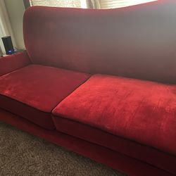  Red Velvet Couch -2 Love Seats
