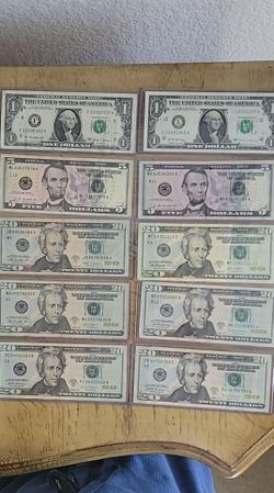 For Sell 10 Different Fancy bills $1.00, $5.00 and $20.00