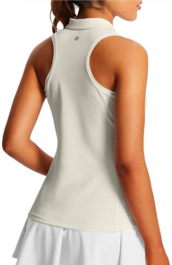 Baleaf Women's Golf Tennis Tank Top UPF 50+ Sleeveless 1/4 Zip Collared XS Beige