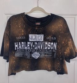 Upcycled Vintage Harley Davidson Cropped T-shirt