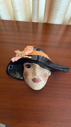 Ceramic hand painted wall mask
