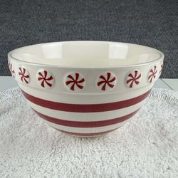 The Bake Shop by Masterclass Red Striped Peppermint Ceramic Mixing Bowl 9.5" 1028