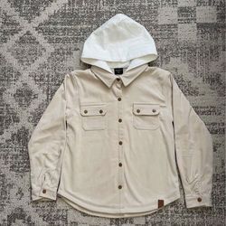 NWOT Little Bipsy hooded corduroy shacket in oat Size 9-10