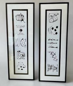 Ancient Notes II by Mercana Studio a Hand Embellished Textured Framed Art set (2)