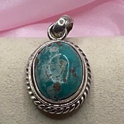 Sterling Silver & Teal Turquoise Pendant