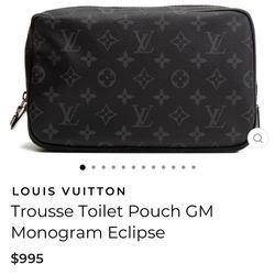 LOUIS VUITTON $1160 Retail Trousse Toilet Pouch GM Monogram Eclipse B