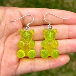 Gummy Bear Drop Earrings Yellow-Green