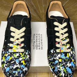 Lanvin Suede Paint Splatter Sneakers