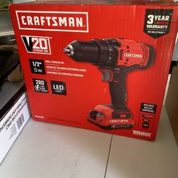 Craftsman CMCD711 20V, "1500 rpm" Brushed Cordless Compact Hammer Drill/Driver 1/2 