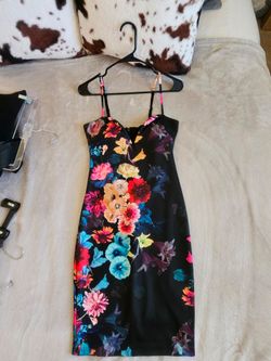 New Black Floral Bodycon Mini Dress  (Size: small)