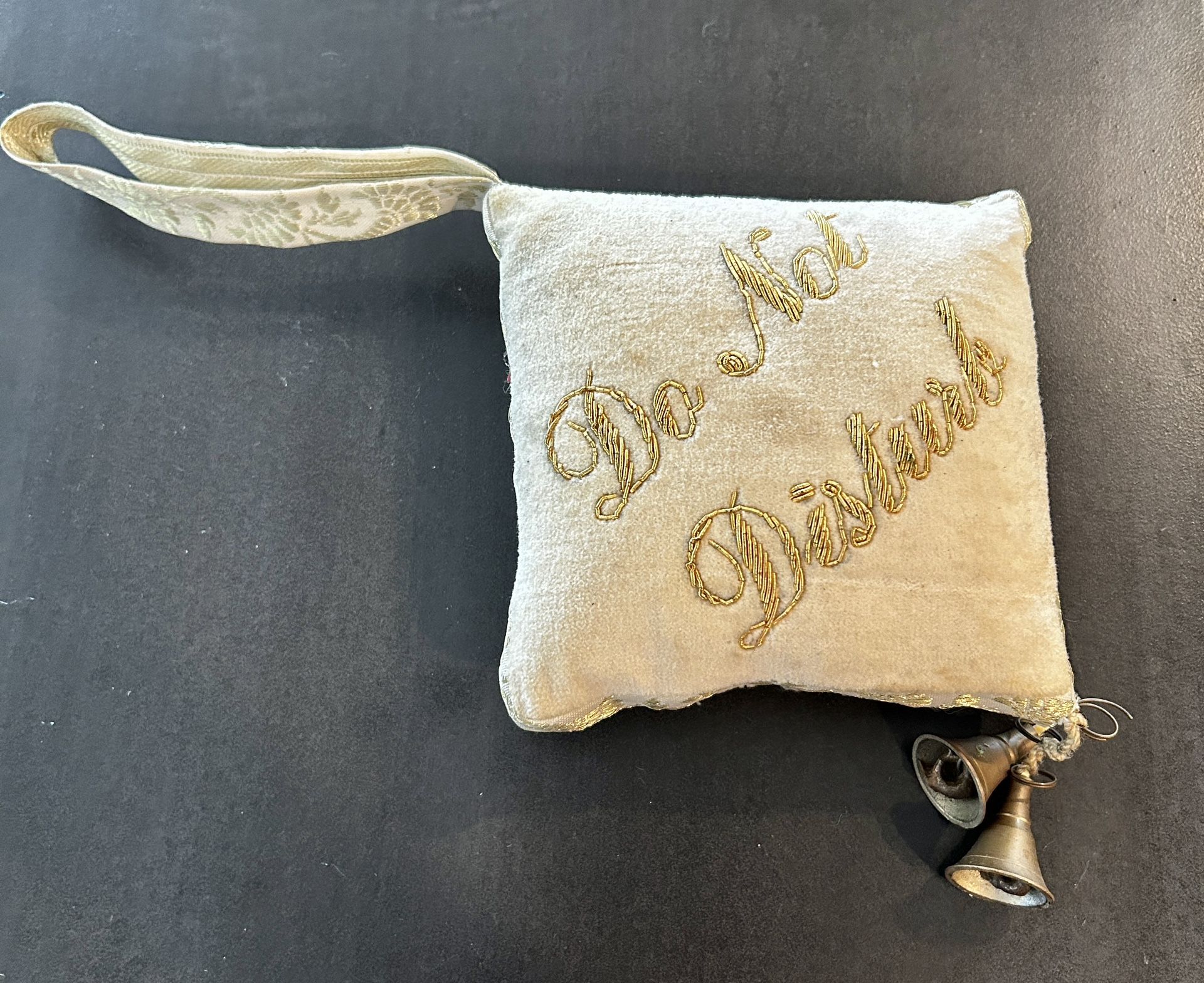 Vintage Do Not Disturb Pillow with Bells