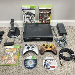 120GB Xbox 360 Bundle Comes With 5 Games 2 Controllers Charging Station Networking Adapter HDMI And Power Cord