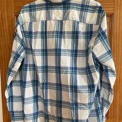American Eagle Blue And White Stripes Large Men’s Buttoned Down Shirt