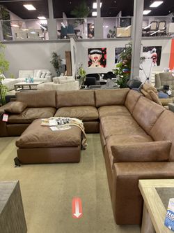 Caramel Leather 5pc Modular Sectional  Sofá Cómodo