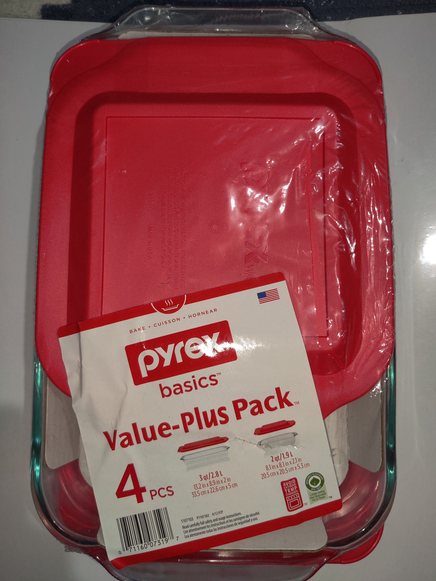 Pyrex 4pc Bakeware Value Set Red