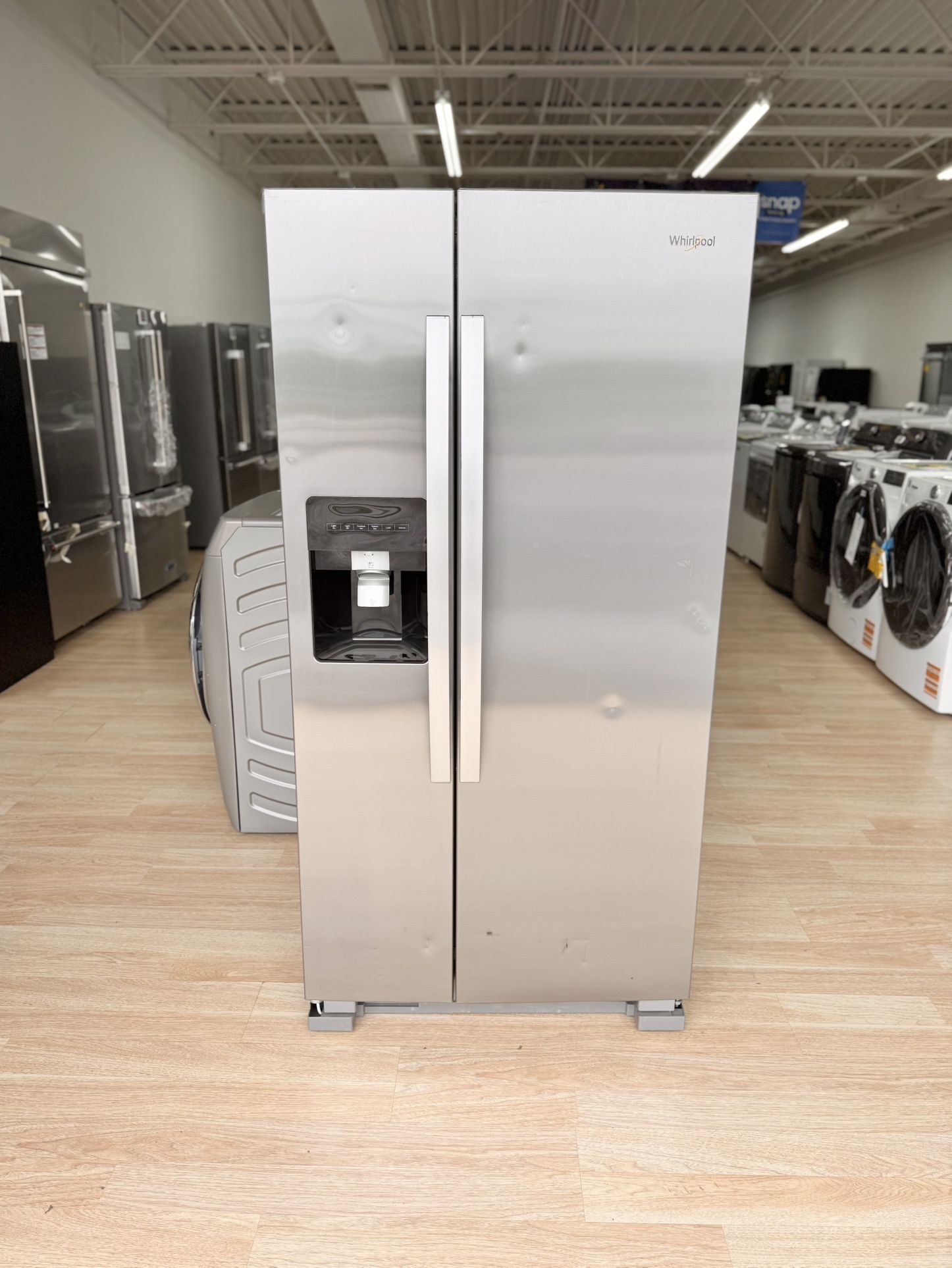 New Whirlpool - 21.4 Cu. Ft. Side-by-Side Refrigerator - Monochromatic Stainless Steel Model: WRS311SDHM