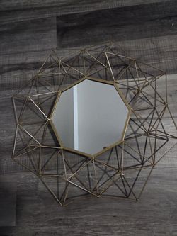 Geometric wire wall mirror,