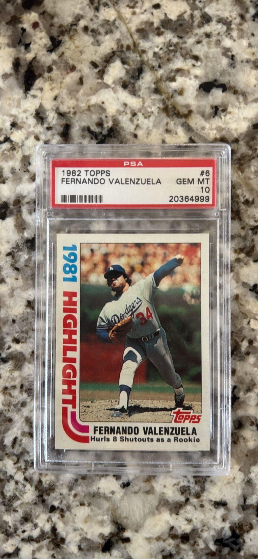 1982 TOPPS PSA FERNANDO VALENZUELA GEM MT 10