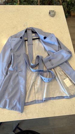 Calvin Klein Light Blue Belted Trench Coat