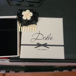 Dolce & Gabbana Dolce Black Lace White Rose Hair Comb with Gift Box w Pouch