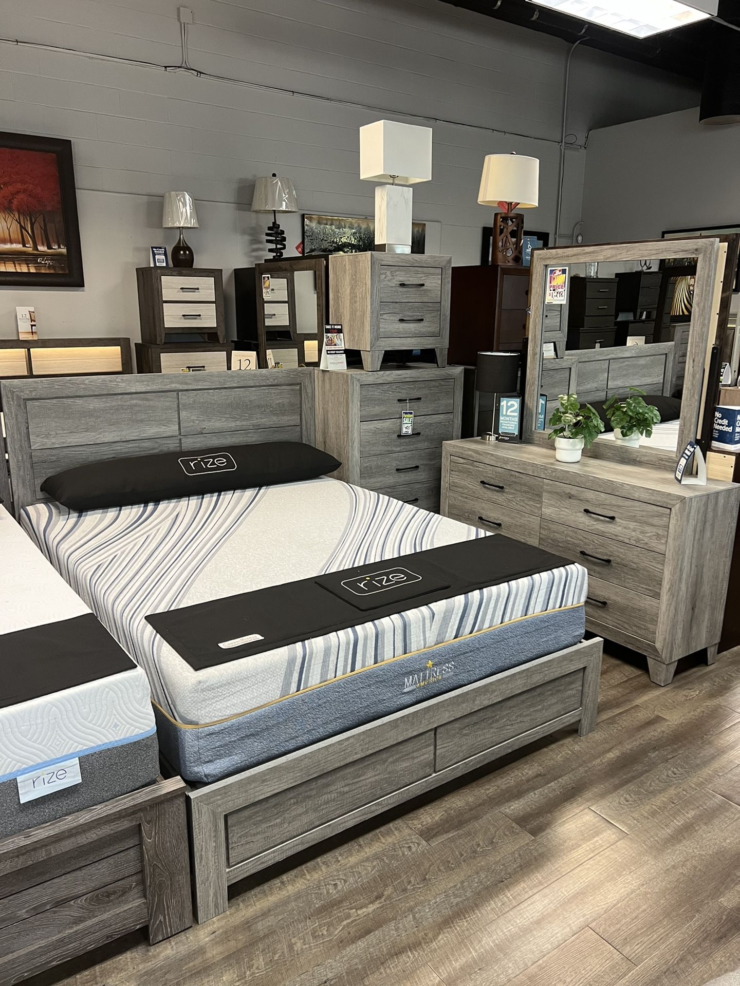 4-piece Platform Bedroom Set Grey