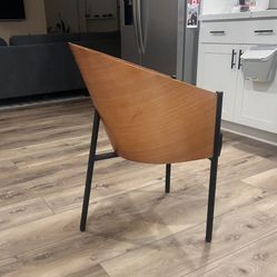 Vintage MCM Phillipe Starck Costes Armchair Mahogany and leather 3 Legs 