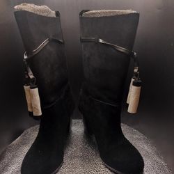 Very Volatile Kisa Belted Black Suede Heeled Boots