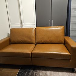 3 Seat Sofa, Living Room Furniture, Camel Faux Leather