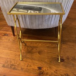 Mirrored Gold Metal Side Table 