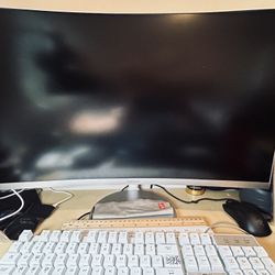 Price Drop !!!!Lenovo Legion Y520T-25Ikl Tower Gaming Computer With 24 Inch Curve Monitor,  Power Supply , Keyboard And Mouse