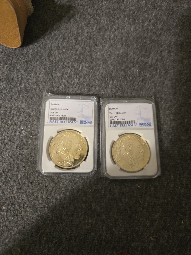 2 Gold Buffalo Coins Early Releases NGC Ms70