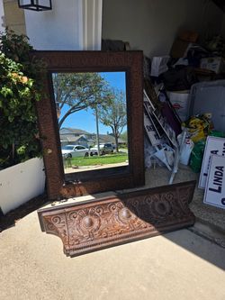 Ornate Wood Carved Dresser Mirror