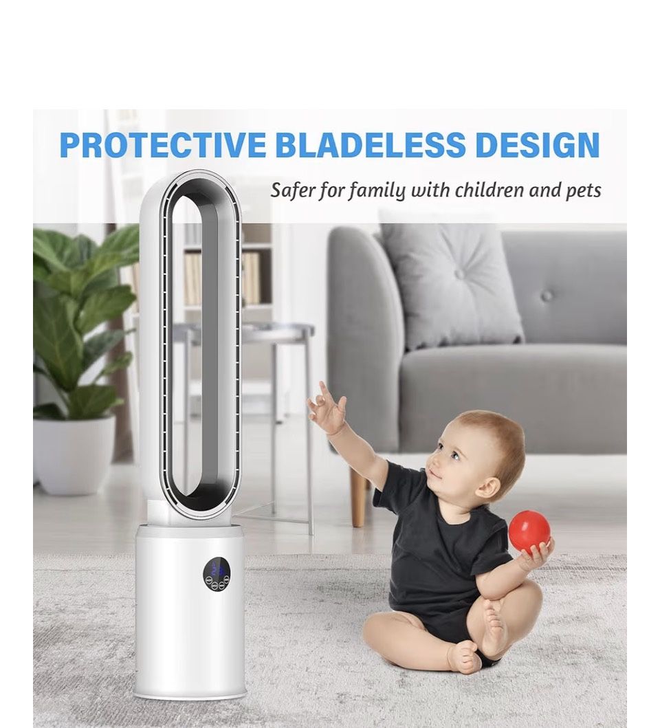 Advwin Bladeless Tower Fan With Remote Quiet Cooling Fan With Oscillation 24 Speed Floor Fan