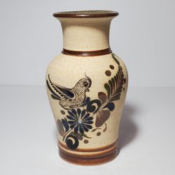 Mexican Folk Art Pottery Vase Bird