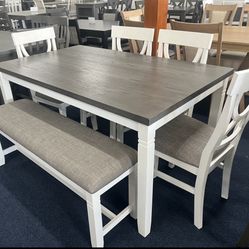 Grey And White 6pc Dining Set 