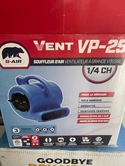 B-air 1/4 HP Air Mover Blower Fan for Water Damage Restoration Carpet Dryer Floor Home and Plumbing Use