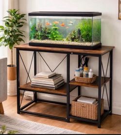 20-29-37 Gallon Fish Tank Stand with Power Outlet, 30x13 Metal Aquarium Stand with Filter Storage, 6-Leg Reptile Tank Stand with 3-Tier Adjustable Sto