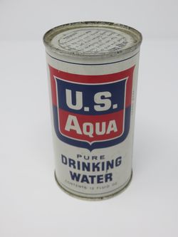 Vintage 1950s U.S. Aqua Pure Drinking Water cans (unused)