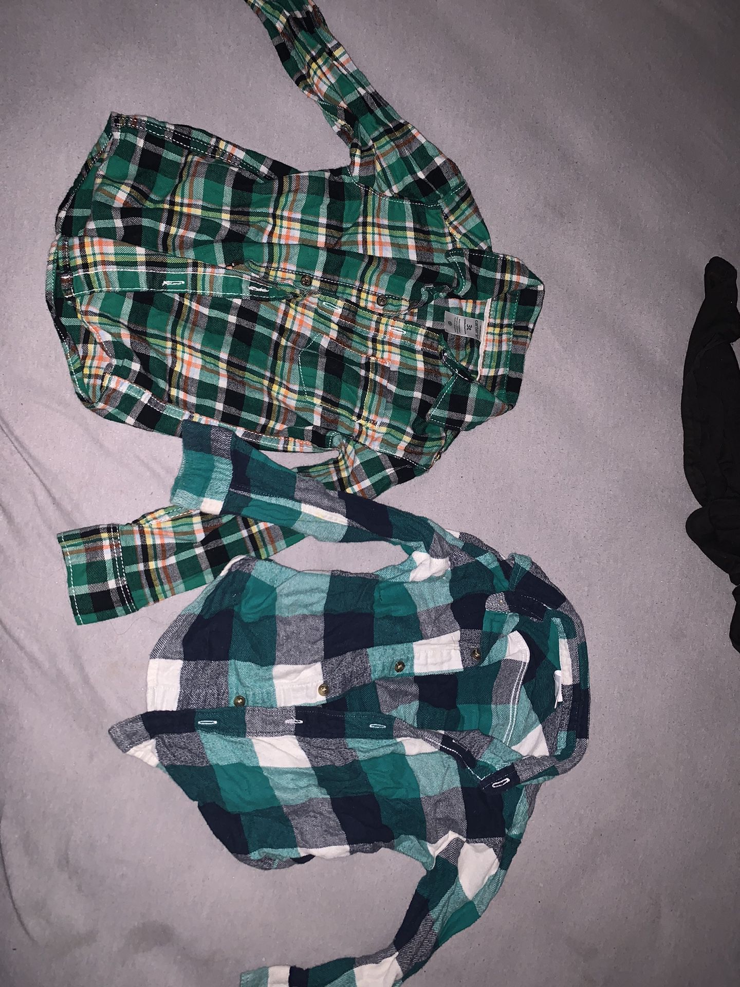 3T Toddler Boys Green Flannels 