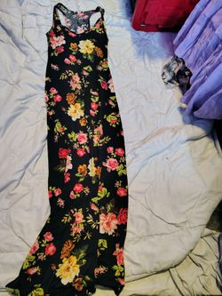 Black floral long dress