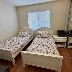 Twin Beds And Night Stand 