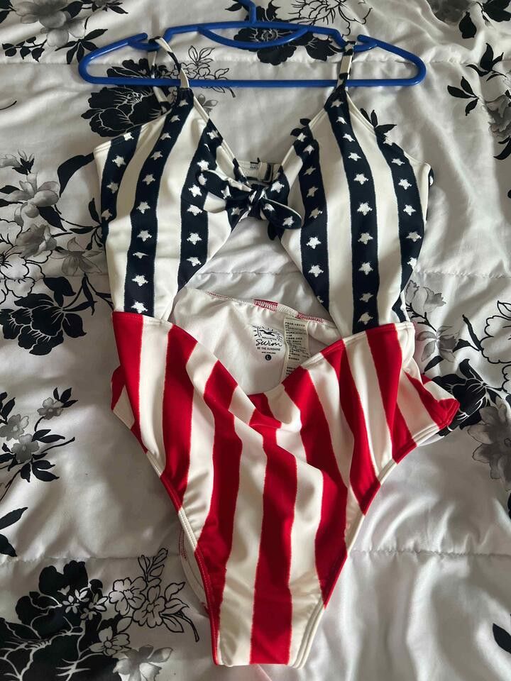 Hollister american flag cutout one piece