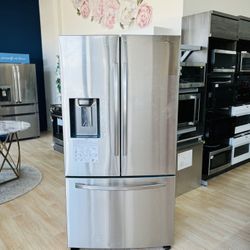 Samsung - 27 cu. ft. Large Capacity 3-Door French Door Refrigerator with External Water  AND  Ice Dispenser - Stainless steel